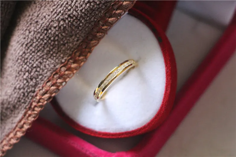 Цельное 925 пробы Серебряное кольцо из желтого золота с бриллиантами великолепное 0.23Ct кольцо принцессы с микропокрытием