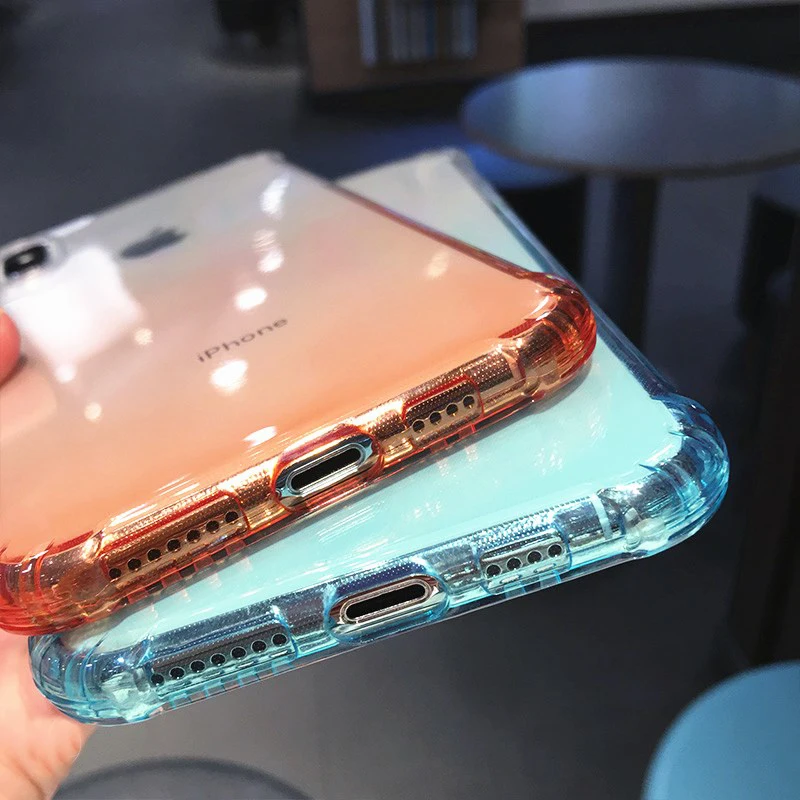 Градиентный цветной чехол для телефона iPhone 7 6 6S Plus прозрачный противоударный X XS XR
