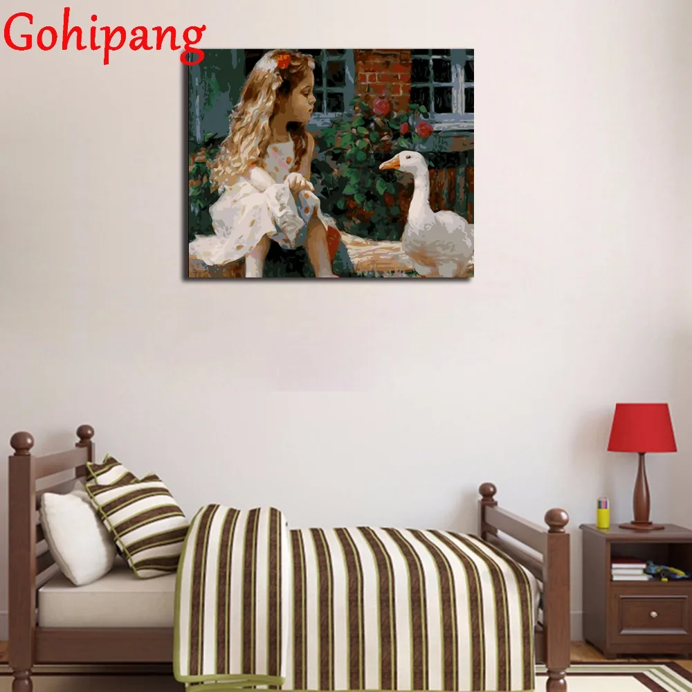 Фотография Девушка с уткой живописи по номерам украшения фотографии ручная