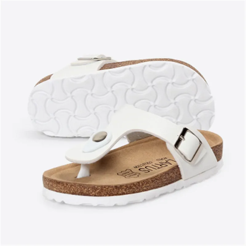 Шлепанцы на плоской подошве для девочек из пробкового дерева Детские однотонные