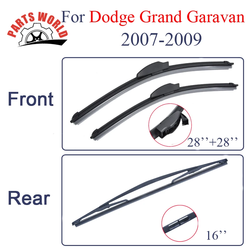 Rubber Front And Rear Wiper Blade For Dodge Grand Caravan 2007-2009 Windscreen Car Accessories Auto Parts | Автомобили и