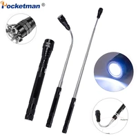 magnetic led flashlight portable torch flexible head flashlight torch with a magnet telescopic flexible 3 led lamp pick up tool