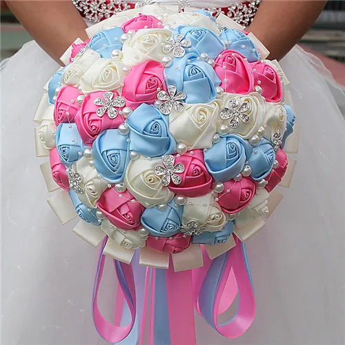 18cm WifeLai-A Ramos De Novia Бордовый Красный Белый Кристалл Свадебный букет на заказ искусственный цветок невесты Свадебный букет W224A-2 - Цвет: 18cm