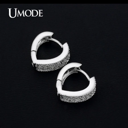 UMODE Уникальные серьги кольца в форме сердца украшенные цирконием UE0015|earring loop|loop