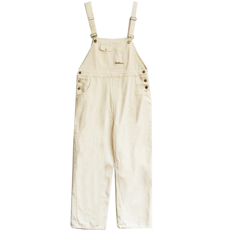Autumn Design 2018 Casual Women Jumpsuit Beige Cotton Romper Overalls Full Length Trouser Letters Embroidery Perppy Style Loose | Женская
