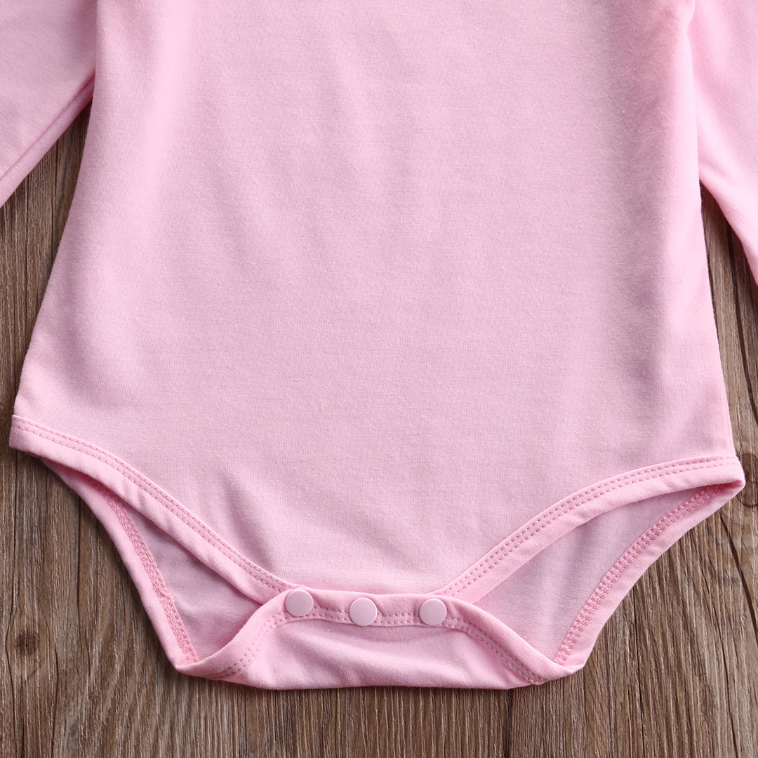 Cute Autumn Bodysuit Newborn Baby Girl Toddler Cotton Lace Shoulder Pink Long Sleeve Clothes | Мать и ребенок