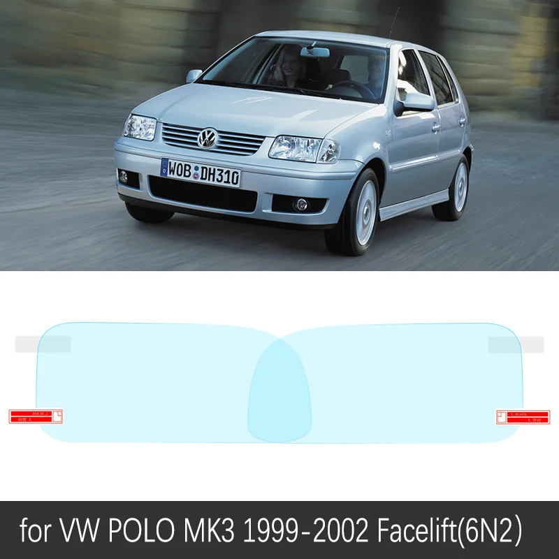 Для Volkswagen VW POLO 6N2 9N 9N3 6R 6C 1999- 3 4 5 полное покрытие противотуманная пленка зеркало заднего вида непромокаемые противотуманные аксессуары - Название цвета: VW POLO MK3 99-02