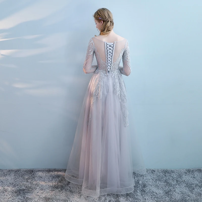 Vestido de festa серебряные кружевные вечерние платья 2019 Robe De Soiree трапециевидные с