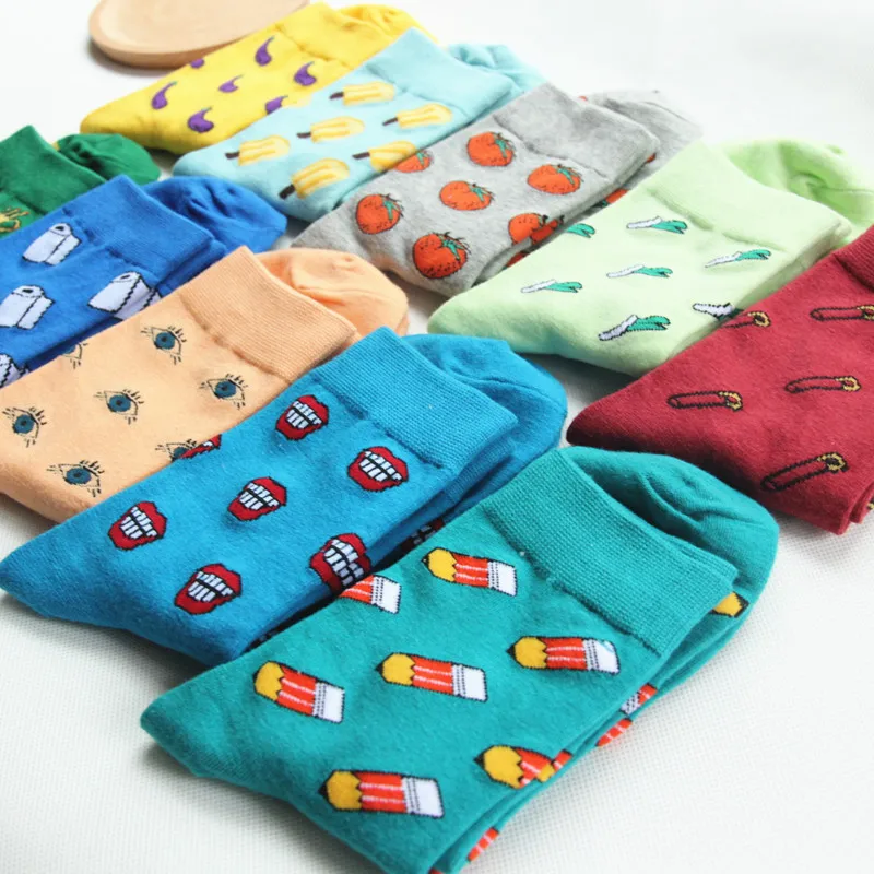 Women Cute Fruits Cotton Crew Socks Spring Girls fashion Casual Harajuku Korean Cartoon Colorful Long High Weed Sock | Женская одежда