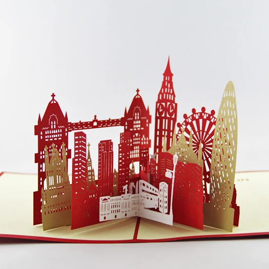 Карта силуэта Лондона/3D карта «kirigami»/Поздравительные открытки ручной работы/Лондонский горизонт 3d всплывающие открытки