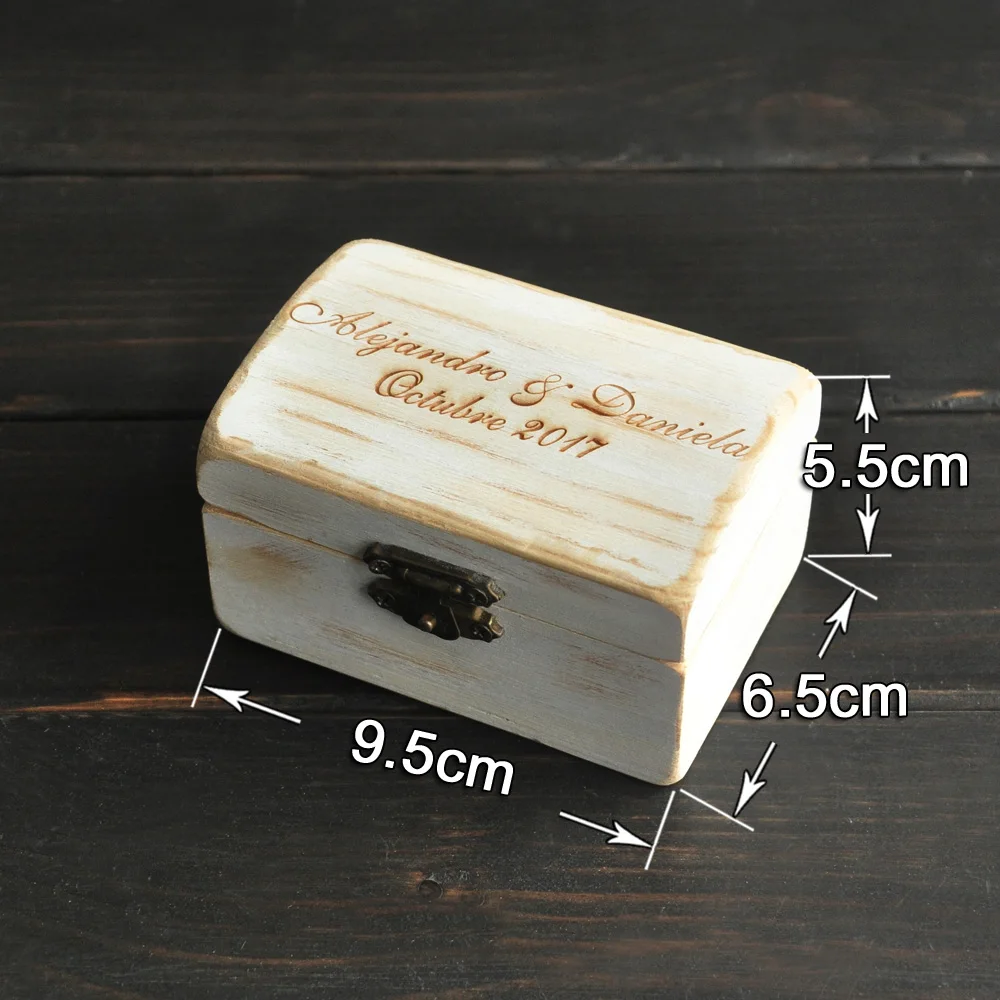 Деревенская Персонализированные Свадебные кольца коробка деревянная шкатулка с