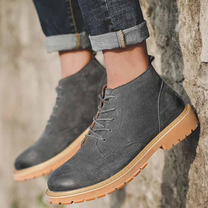 Genuine Leather Men Outdoor Autumn High Quality Adult Boots Fashion Footwear Lace Up Shoes Vintage XX4 |
