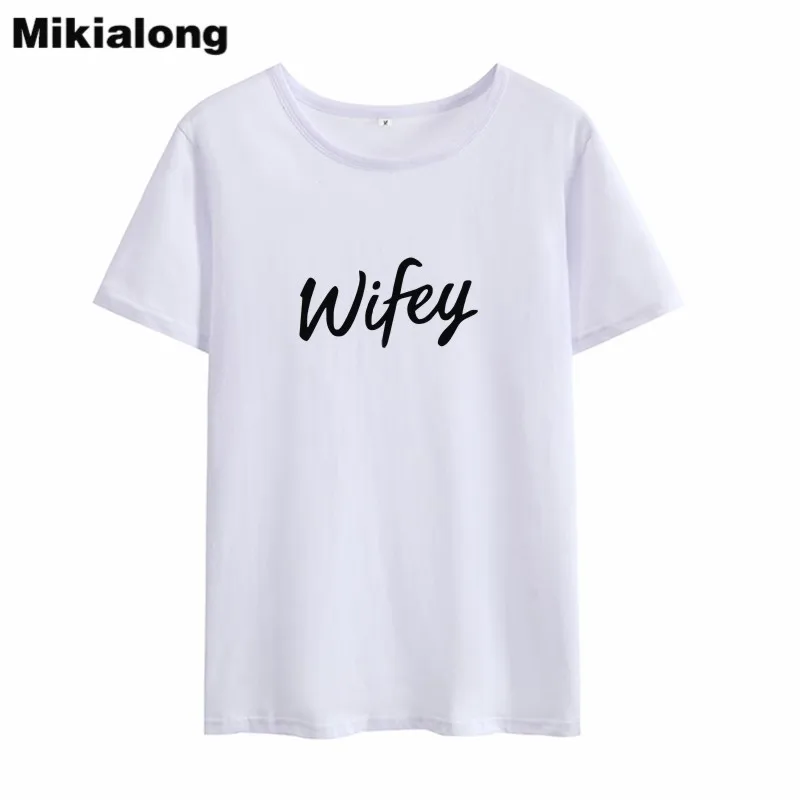 Mikialong Harajuku женские летние топы 2018 Wifey футболки с буквенным принтом хипстер Tumblr