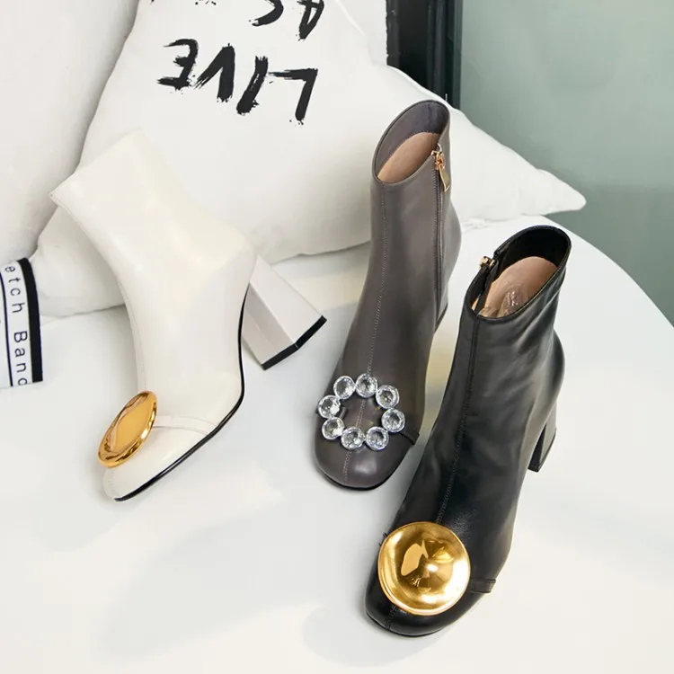 Женские ботильоны из коровьей кожи MLJUESE черные повседневные ботинки с круглым