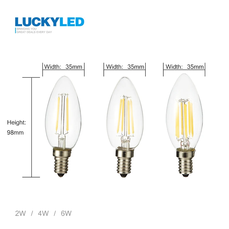 Счастливая светодиодный лампы в форме свечи E14 типа Свеча) 2 Вт 4 6 AC 220V 240V Ретро - Фото №1
