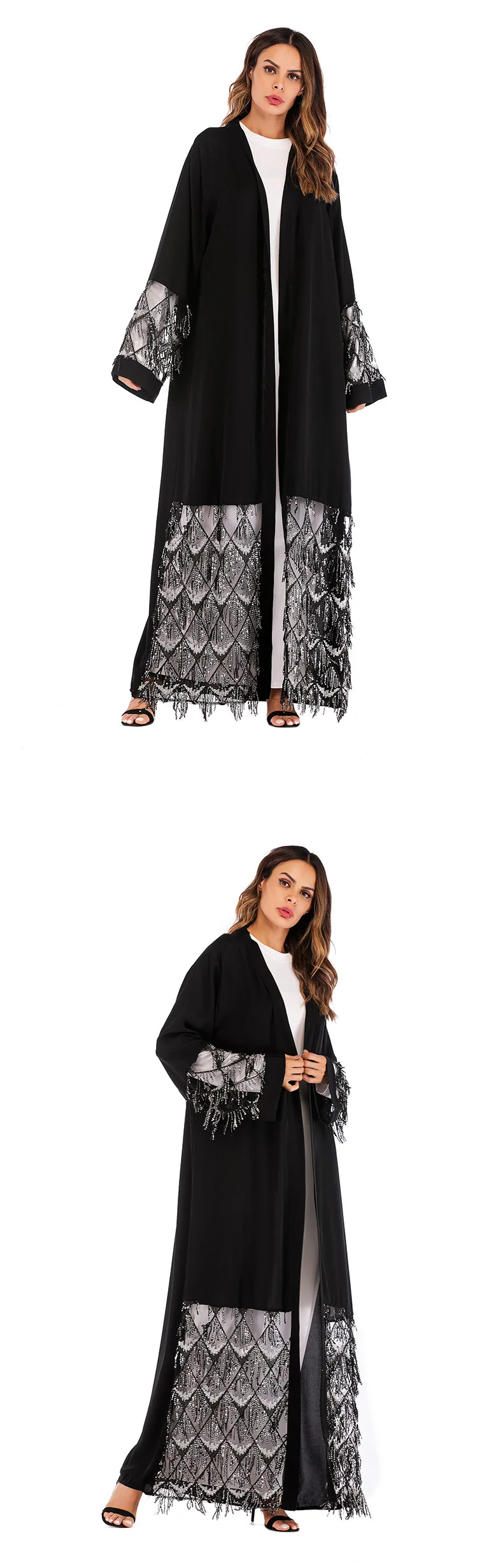 Мусульманский Сетчатое платье с пайетками с Nida ОАЭ abaya Макси платье длинный рукав рубашки длинные халаты Jubah кимоно Рамадан Арабский исламский кафтан ноги Услуги