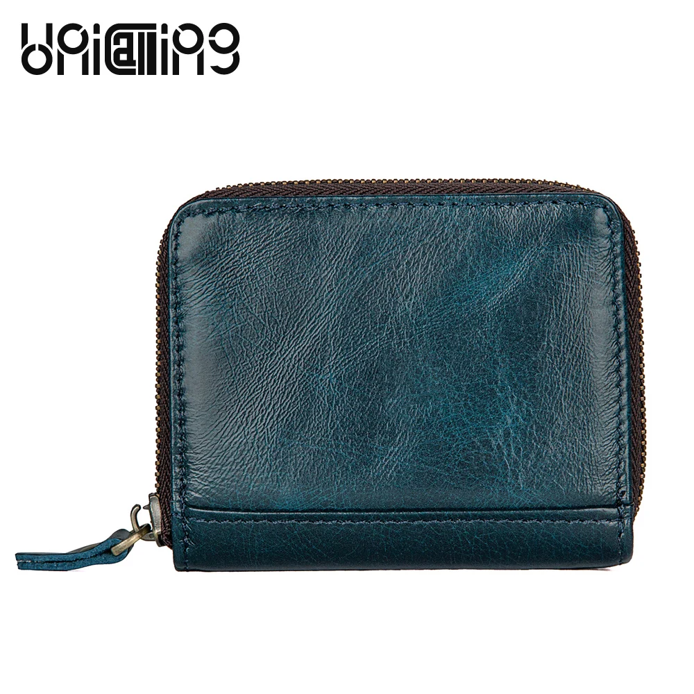 UniCalling New style cow leather women card holder Solid Color Zipper id mini Key Holders Retro 8 | Багаж и сумки