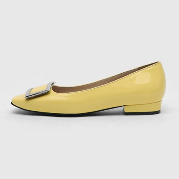 Yellow Flats Женская повседневная обувь на плоской подошве; разноцветная женская обувь; сезон весна-лето; женские лоферы с острым носком; кроссовки с квадратным металлическим каблуком; DE - Цвет: Yellow Flats