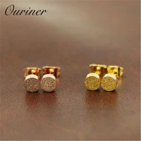 fashion jewelry rose rold color cute round frosted tiny stud earrings for women girl titanium steel bean earrings ke008