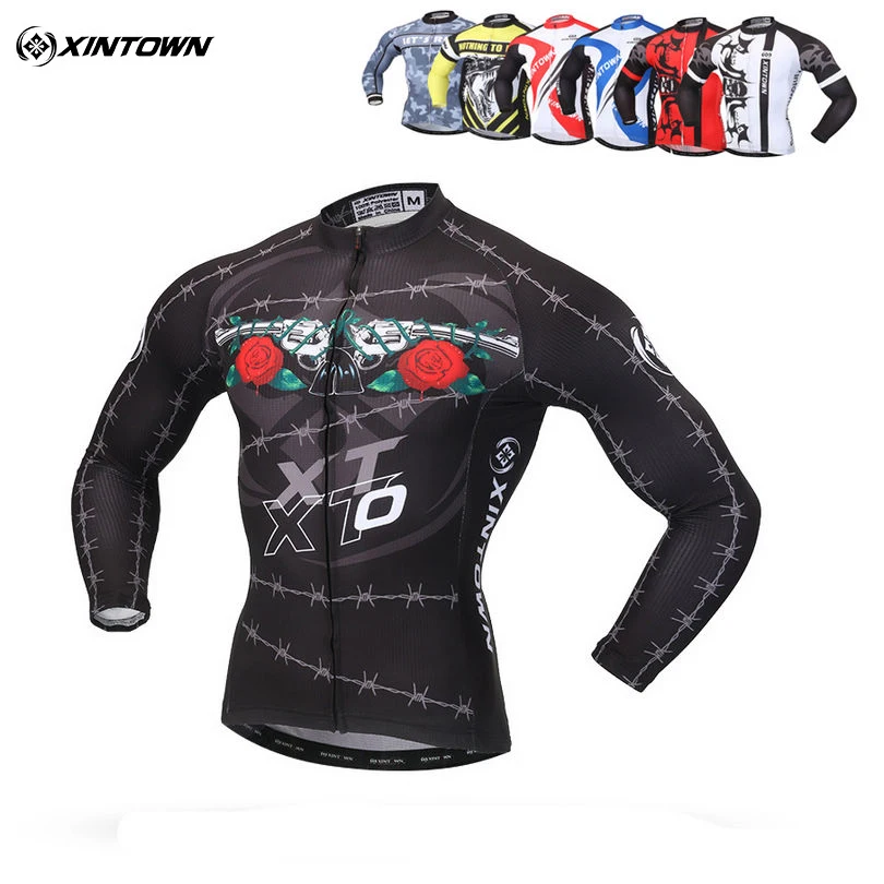 XINTOWN 2018 Pro Для мужчин Костюмы Велоспорт велосипедной команды топы с длинными