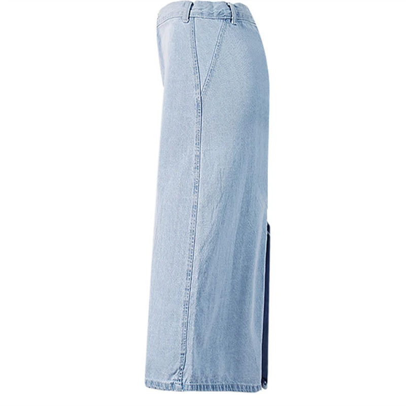 Женская джинсовая юбка трапеция LOGAMI повседневная до колена с высокой талией