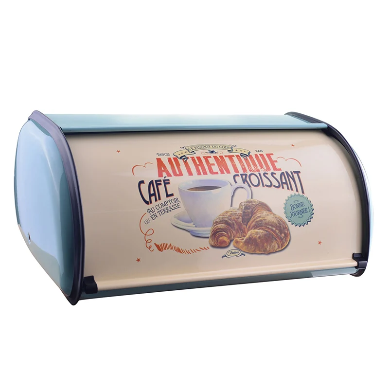 

Metal Bread Box Bin Kitchen Storage Containers Home Kitchen with Roll Top Lid Caja de almacenamiento de pan BDF99