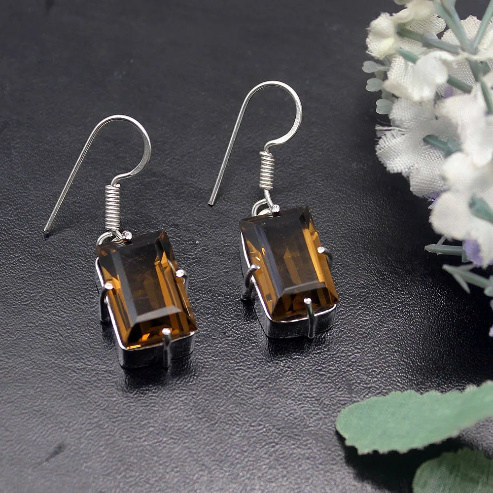 Новое поступление нежный дымчатый Topaz925 серебро амулеты кулон серьги комплект