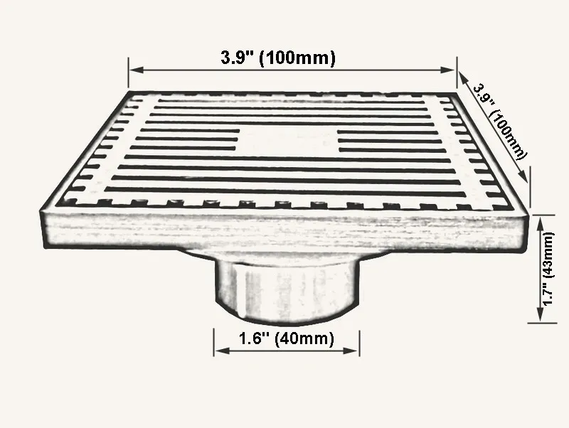 Слив для пола хромированный латунный дезодорант ванной комнаты евро квадратный