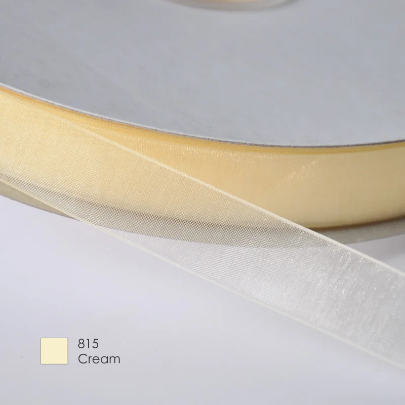 cream 815 Яма 3 мм 1/8 дюймов сплошной цвет прозрачная органза шелковая лента зеленый желтый коричневый для упаковки подарков Свадебные украшения 800 ярдов/партия - Цвет: cream 815