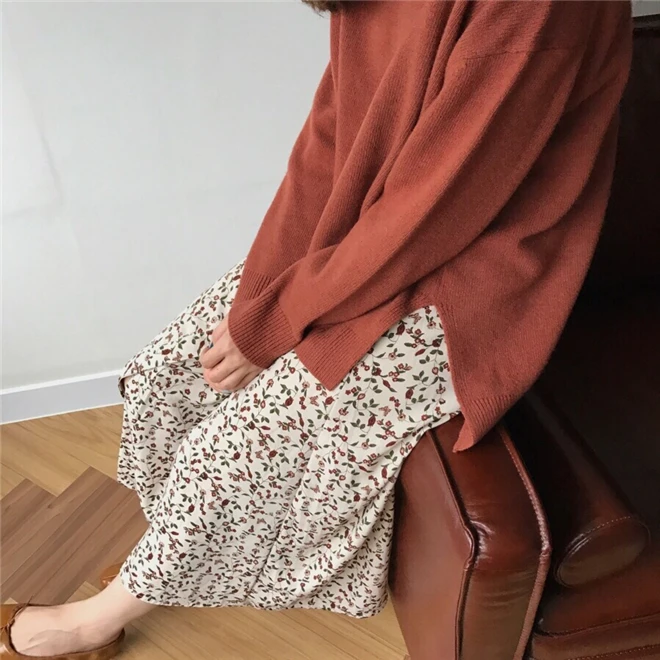 Зимние женские свитера, новинка, уличная одежда Harajuku, круглый вырез, рукав летучая мышь, теплые пуловеры, корейский стиль, женские шикарные вязаные джемперы с разрезом