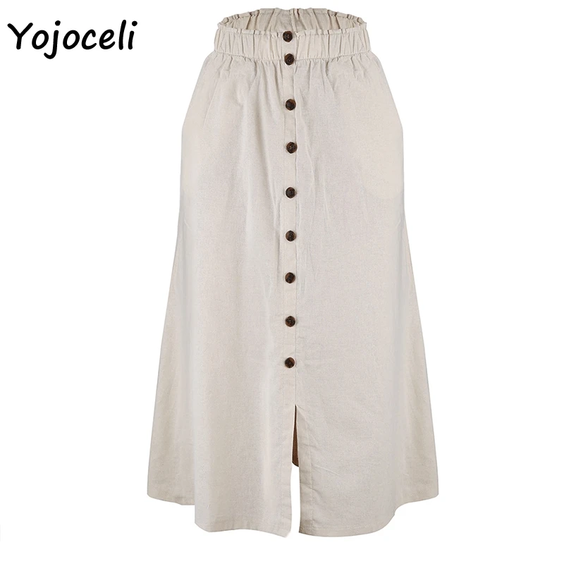 Юбка Yojoceli Женская средней длины на пуговицах повседневная трапециевидная юбка с