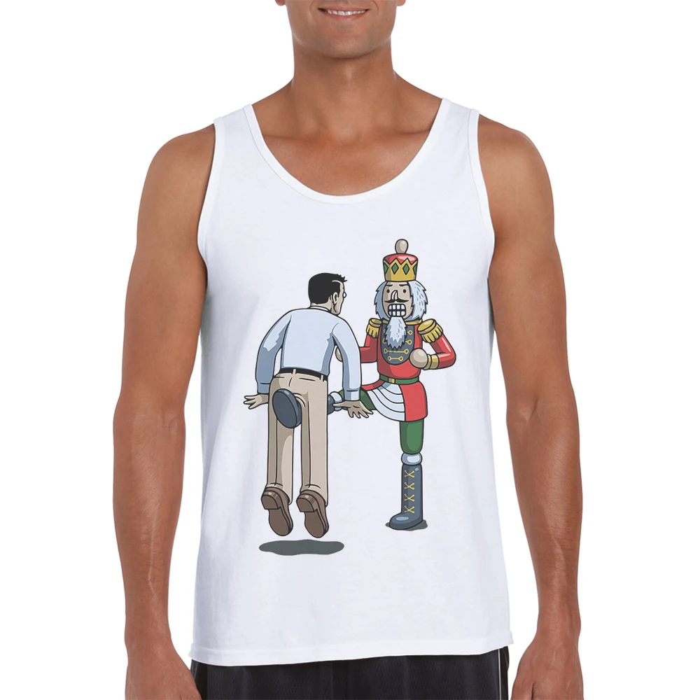 

2019 Hot Sale Funny Sleeveless Vest Fitness Clothing Men Basic Cotton White Tank Top Mens Cartoon Printed Bodybuilding Singlet