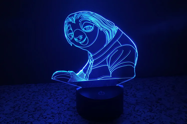 Детский ночник светильник для спальни креативные фигурки зверополис Bradypod 3D