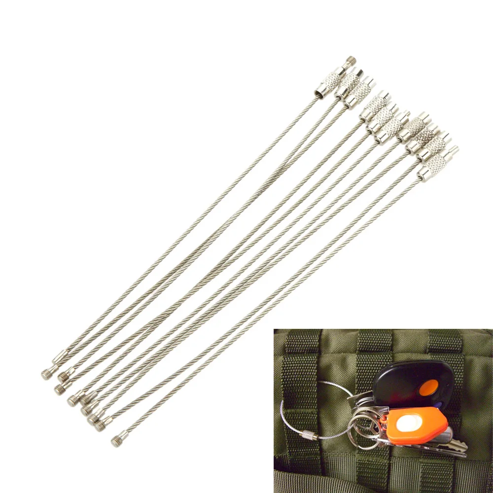 10 шт./лот 15 см проволочный брелок кабель карабин пряжка крючок из нержавеющей