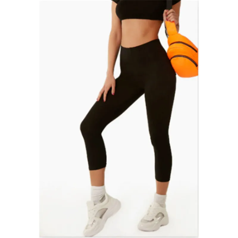 2019 Curve Slim Leggings Women Solid Color Fitness Workout Elastic Ultra High Waist Pencil Pants Female Sports | Женская одежда