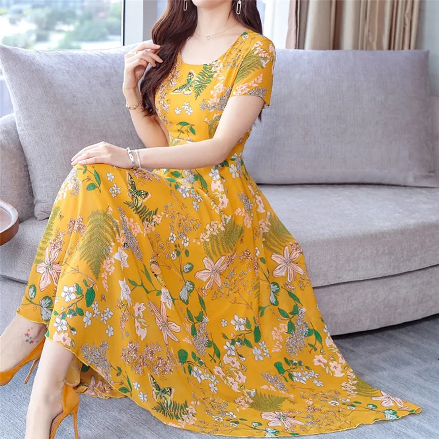 Женское платье летнее Пляжное с коротким рукавом и принтом|Женские платья| |