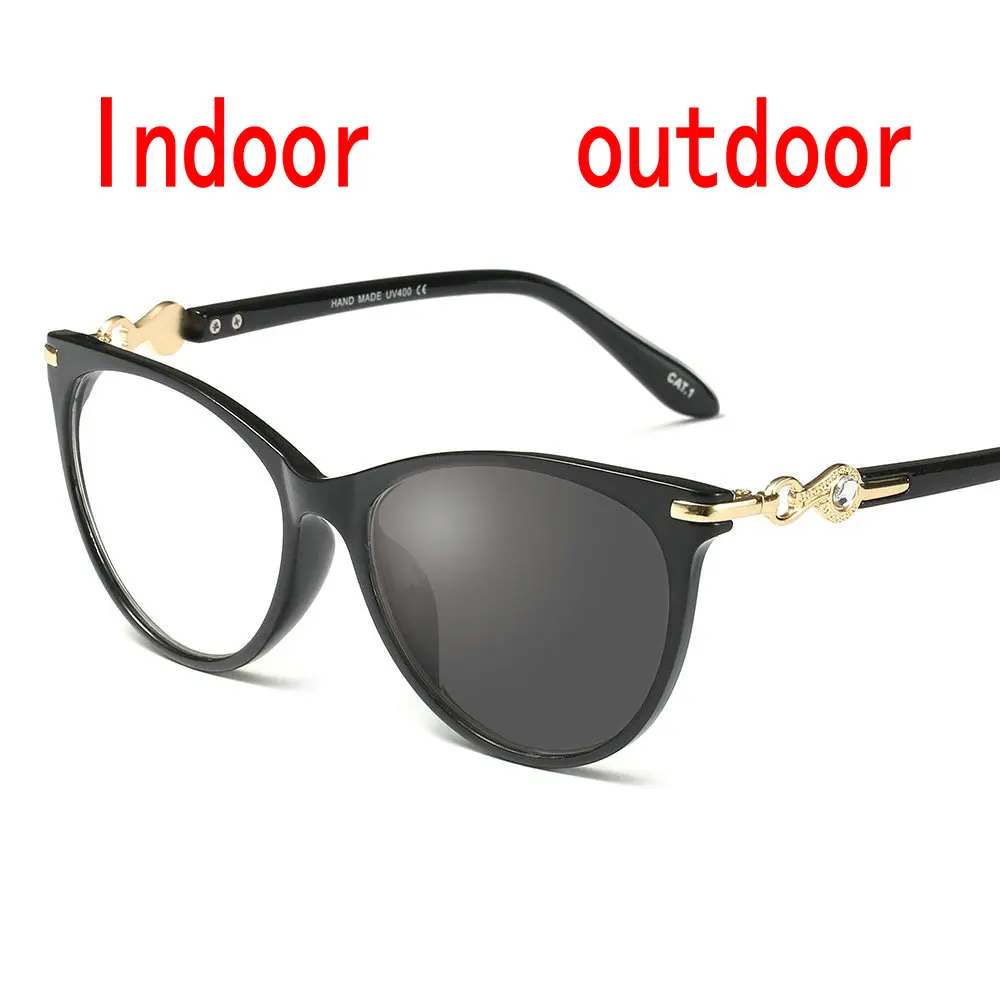 Ретро Круглые кошачьи цветные солнцезащитные фотохромные очки для близорукости