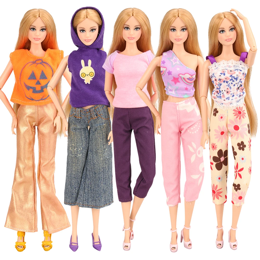 

New Fashion Beautiful 20 Items/Set Doll Accessories =10 Doll Clothes+10 Dolls Shoes Objects For Barbie Dressing Birthday Present