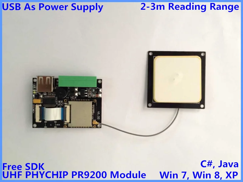 PR9200 короткий диапазон uhf rfid считыватель модуль Встроенная антенна маленький usb