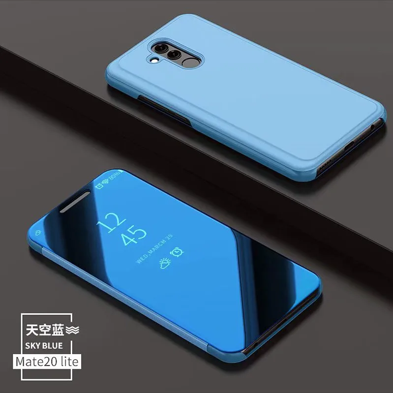 ZEALLION чехол для huawei P20 P10 Коврики 10 20 Lite рro P9 плюс P8 NOVA 3i 3 2i 3E Honor 10 9 8 Y7 Y6 Prime Чехол Зеркало Чехол-книжка - Цвет: Небесно-голубой