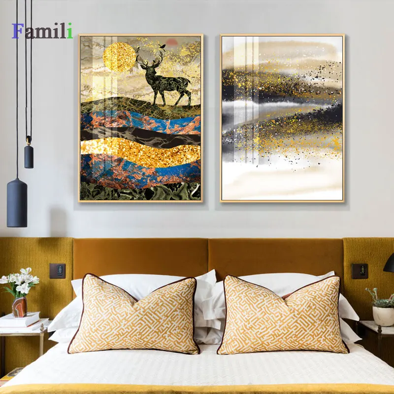 Лесной Олень лошадь Лев рисунок на холсте искусство Масляная печать и постер