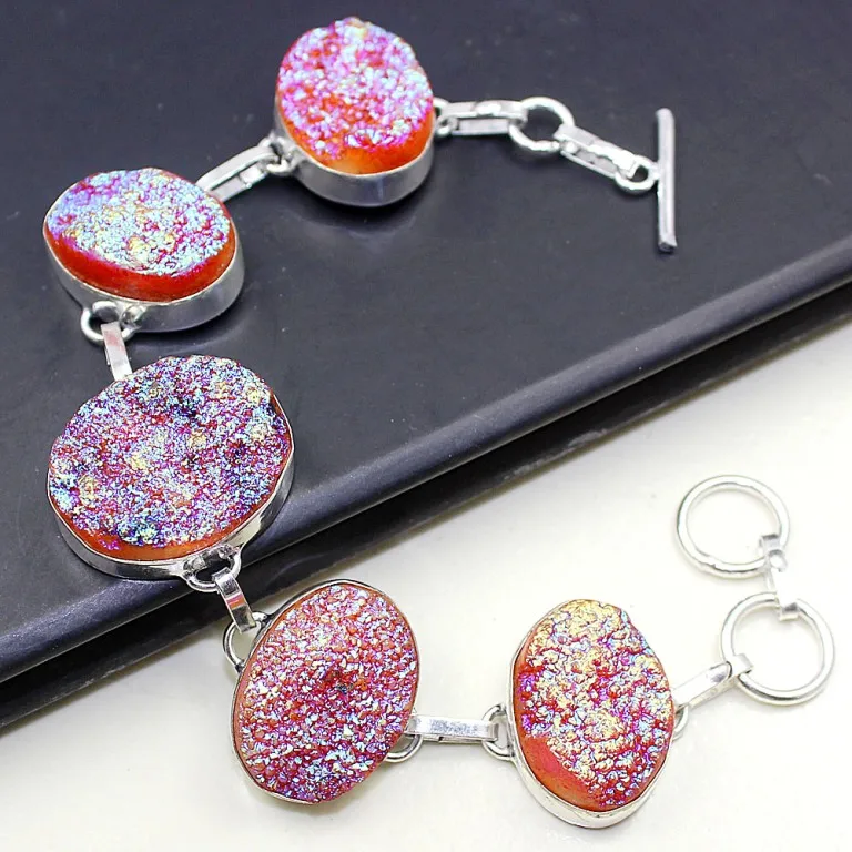 

Druzy , 20.5 cm, Silver Overlay on Copper Bracelet, B0444