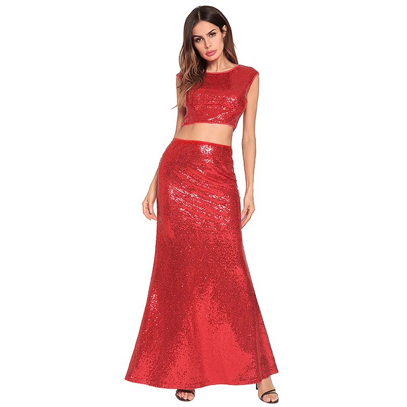 Ruiyige женский сексуальный костюм с блестками юбка открытой спиной расшитая без