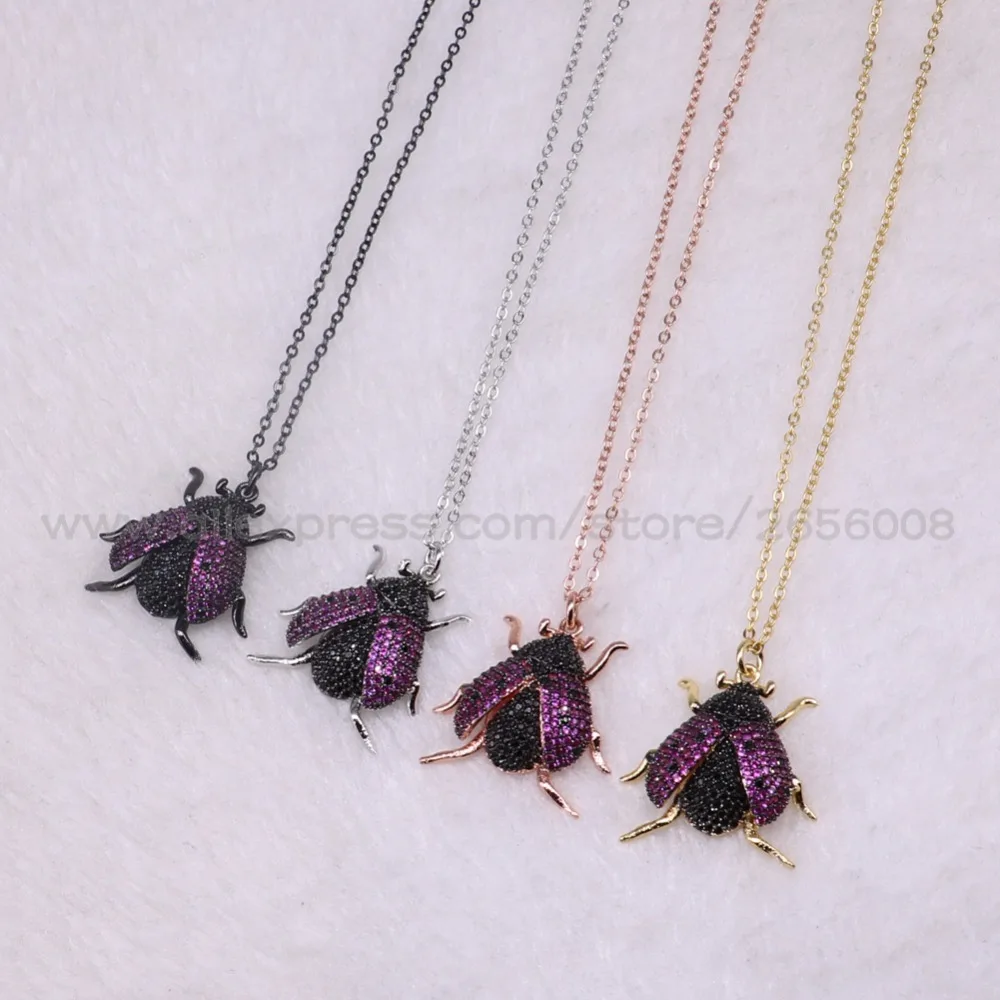 4 шт. маленький размер жуков ожерелье крошечные жуки тонкая цепь смесь цветов