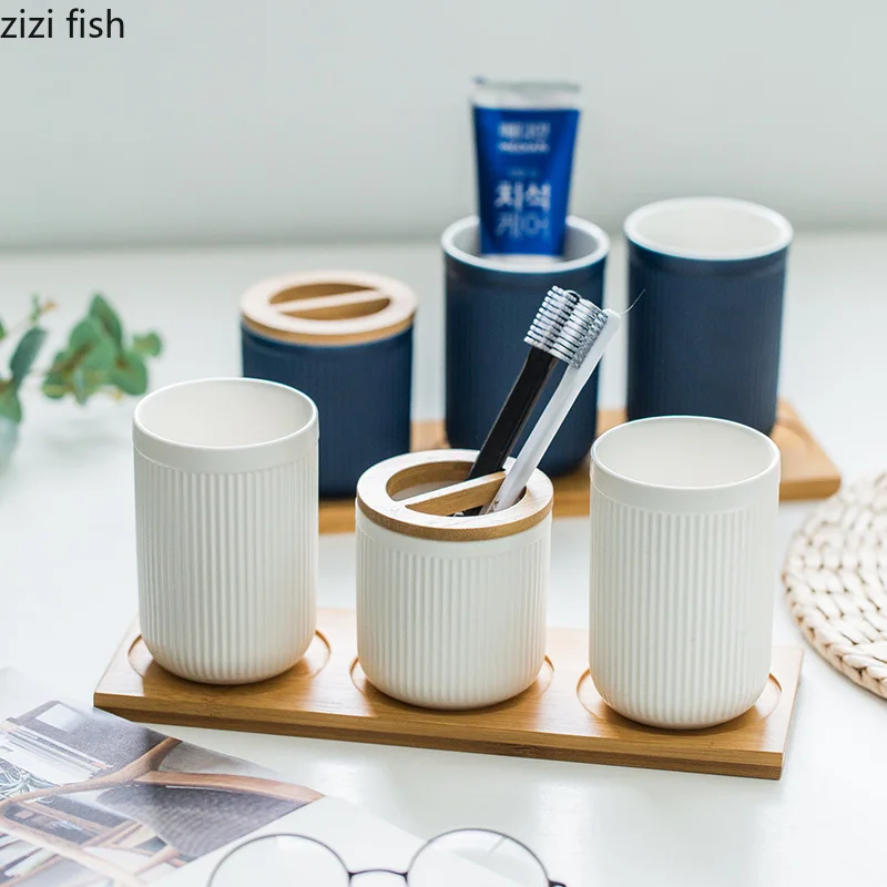 Набор из 3 предметов в скандинавском стиле с керамическим держателем для зубной