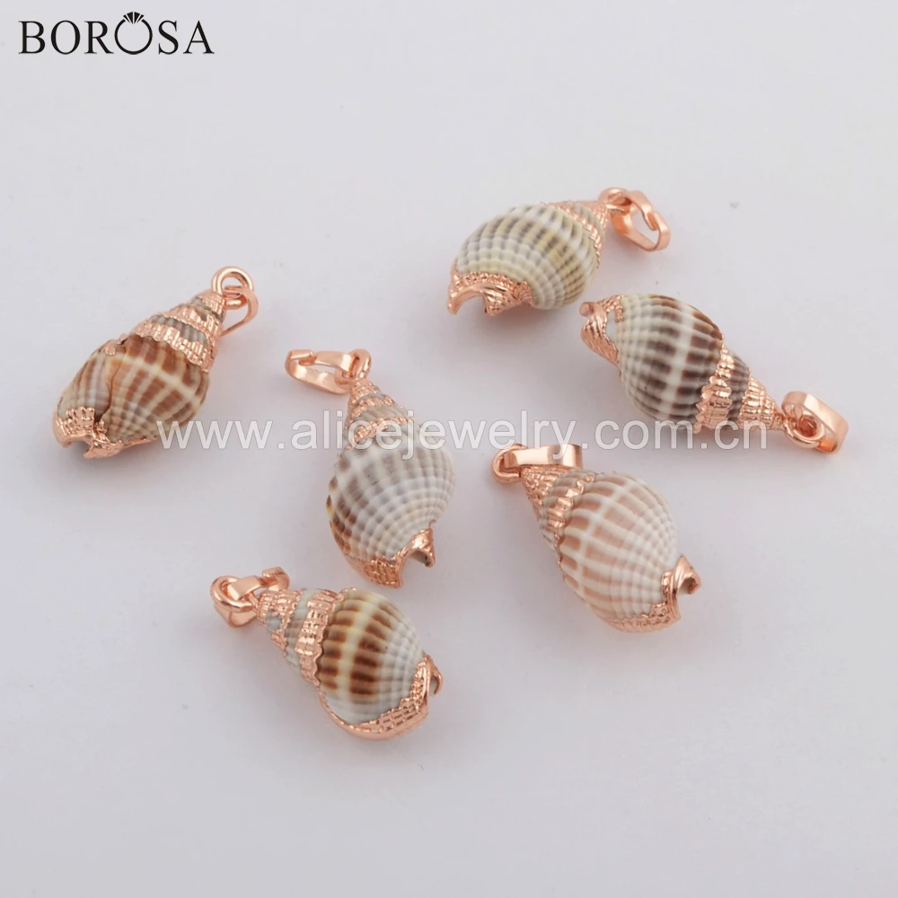 BOROSA 10PCS Stylish Small Size Rose Gold Color Natural Conch Shell Pendant Jewelry Finding for Earrings Necklace G1761 | Украшения и
