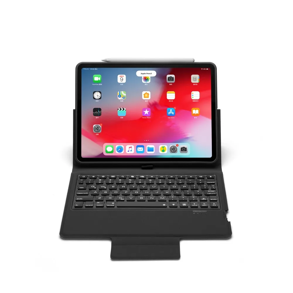 Беспроводной Bluetooth клавиатура кожаный чехол для iPad Pro 11 дюймов с красочными светодиодный Подсветка