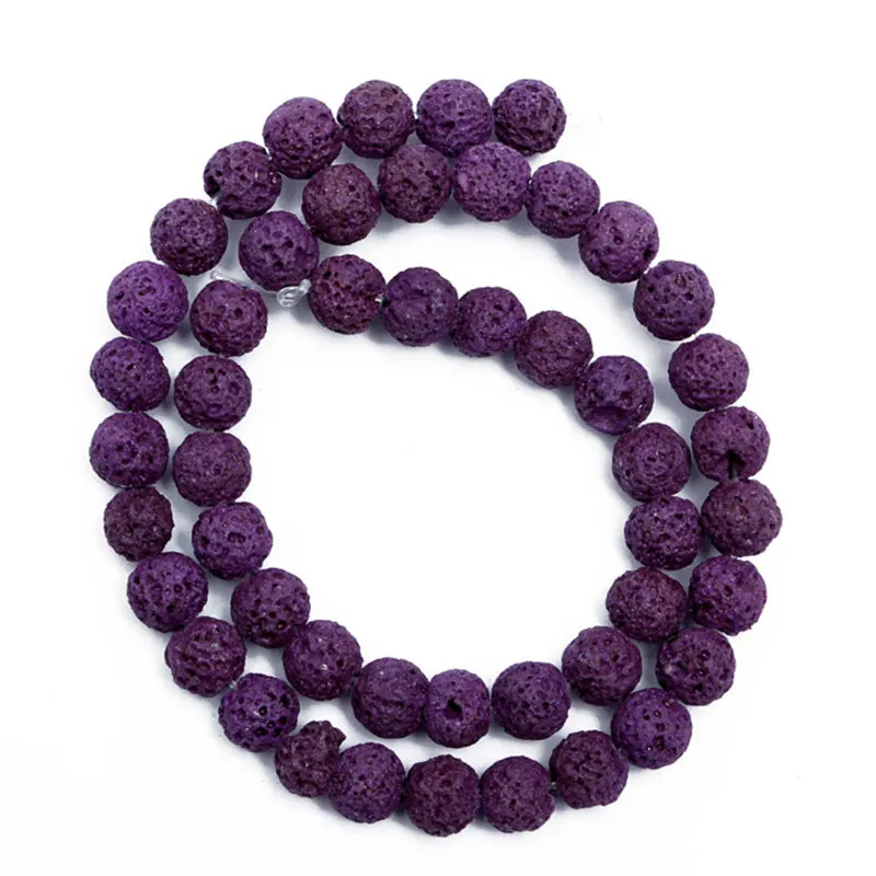 6-16mm Natural Round Light Purple Lava Rock Stone Beads For Jewelry Making Bracelets 15'' Needlework DIY Trinket | Украшения и