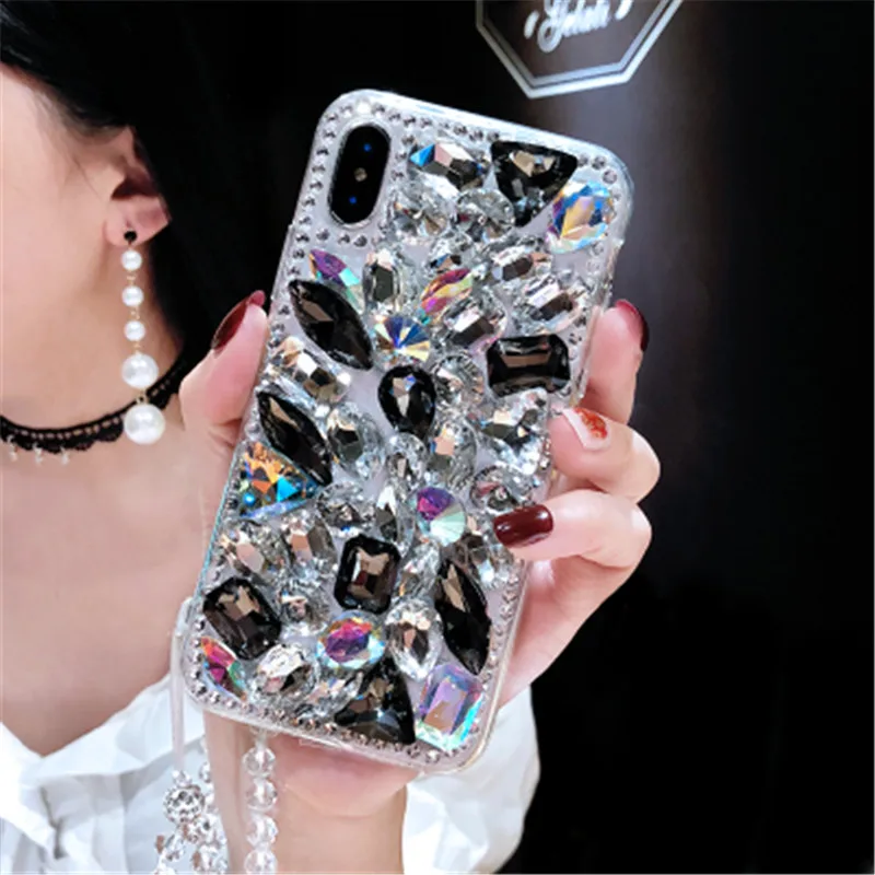 Для Samsung J8 J7 J6 J5 J4 2018 A9 A8 A7 A6 A5 блестящий чехол со стразами камень ювелирное