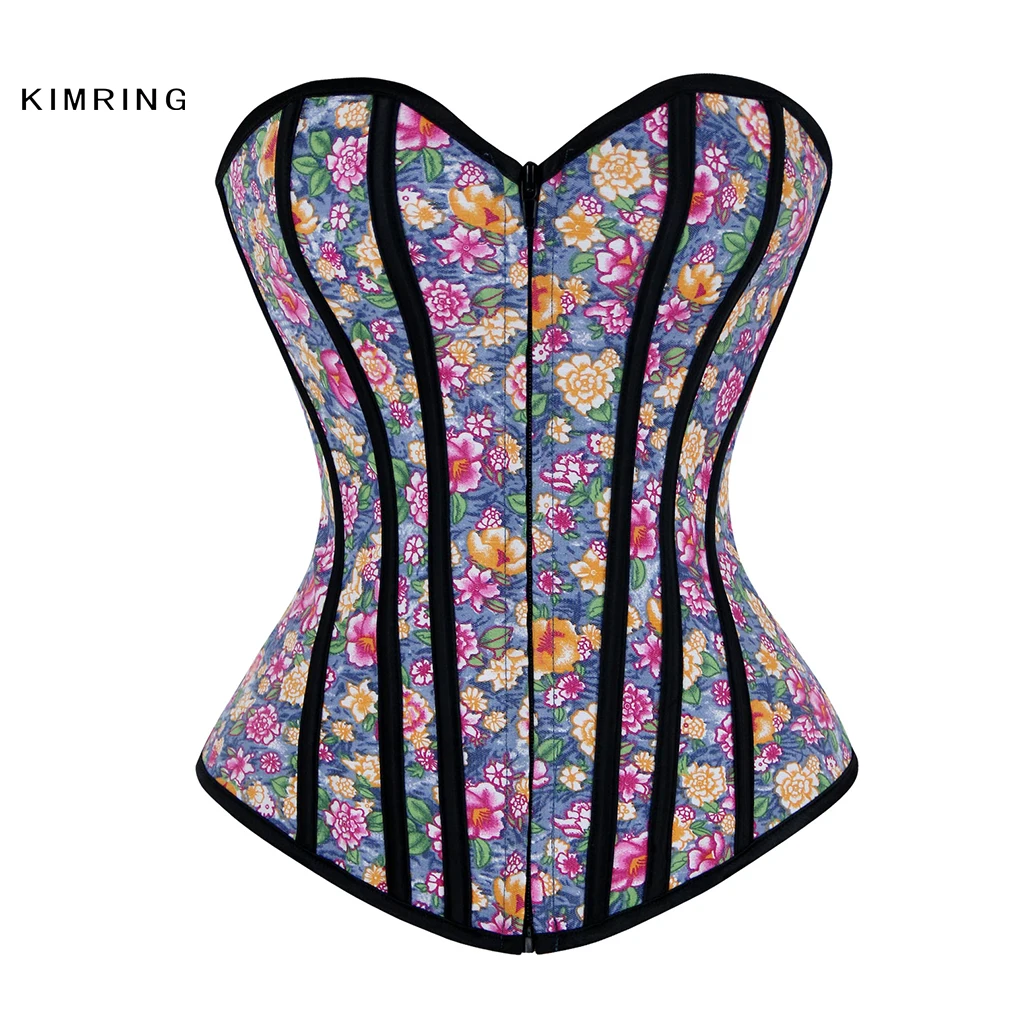 Kimring сексуальные корсеты Burlesque Overbust Fantasy Женский корсет бюстье Цветочные Бюстье